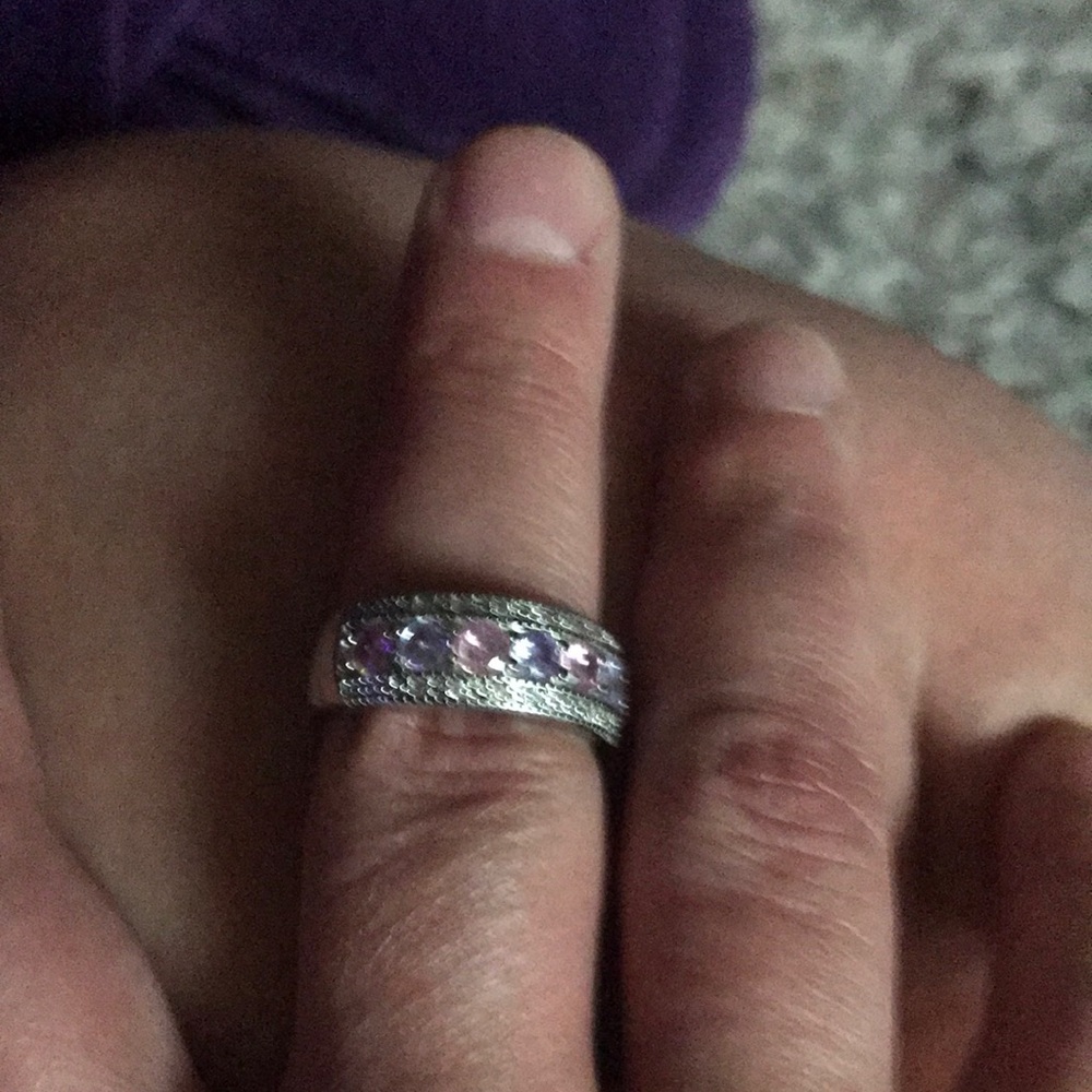 Sparkling Silver and Purple Stone Ring